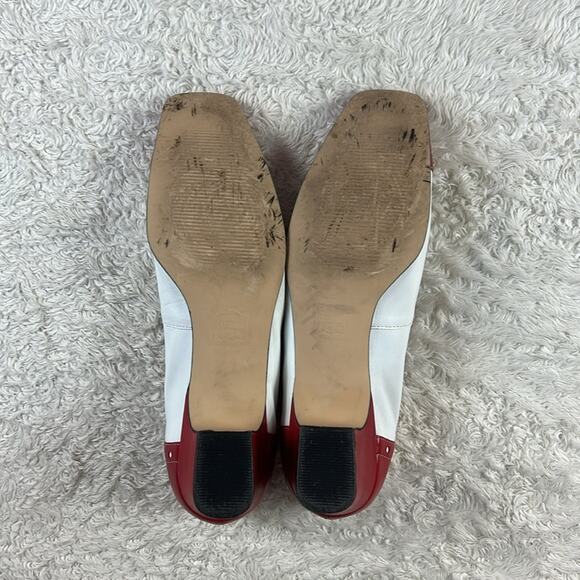 Vintage 90s Ros Hommerson red white saddle shoe low heeled square toe pumps, 6 - Picture 9 of 10